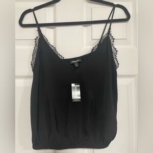 Express Cropped Silk tank top with lace